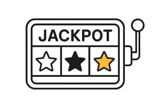 Slot Machine Stars. Slot machine display showing jackpot stars first in line style with thin outline, second in solid style filled