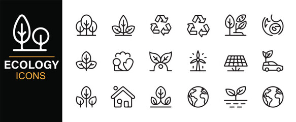 Climate protection and green living outline icons
