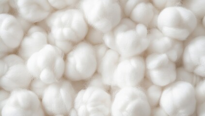 A close-up view of fluffy, white cotton balls, showcasing their soft texture and natural appearance against a neutral background.