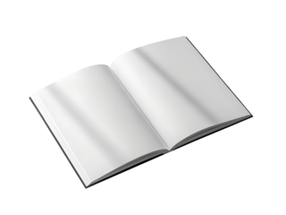 Minimalist Open Book Blank Pages isolated on transparent background