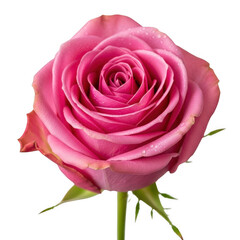 Single pink rose with dew drops