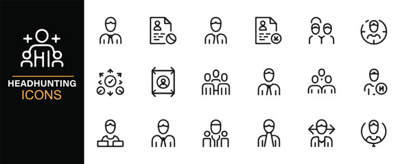 Corporate hiring and team building outline icons