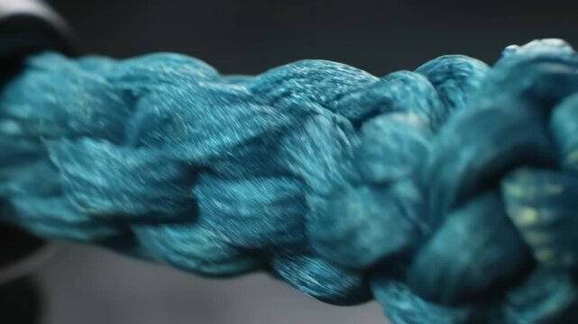 Closeup of braided blue rope