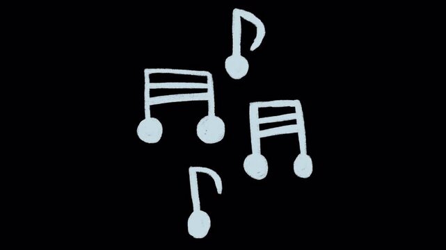 Hand Drawn Music Note Symbol Animation with Transparent Background. Sketchy animated music note doodle with playful hand drawn style for video overlays, motion graphics, and creative projects.