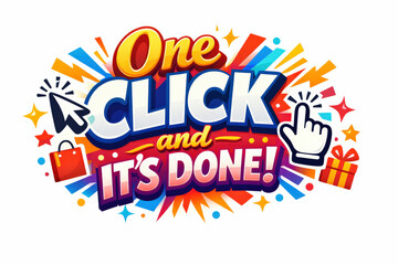 Fototapeta premium One Click Holiday Banner. Clean modern holiday banner illustration, colorful promotional banner highlighting maximum convenience