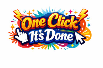 One Click Holiday Banner. Clean modern holiday banner illustration, colorful promotional banner highlighting maximum convenience