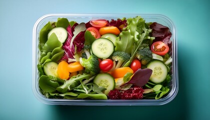 prepackaged fresh salad mix convenient and healthy featuring vibrant greens and colorful vegetables sealed for freshness ready to eat