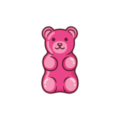 Isolated Pink Gummy Bear Cartoon Illustration