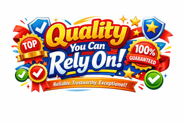 Reliable Excellence Banner. Modern holiday banner with short greeting slogan, vibrant brand assurance promo banner highlighting