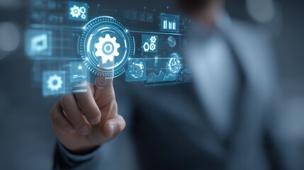 Man interacts with digital interface