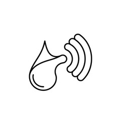 Clean and contemporary black outline vector graphic illustrating an abstract ear with radiating sound waves, perfect for audio, communication, or hearing-related designs.