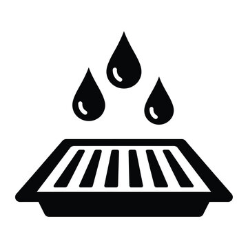 Vector illustration icon black silhouette of a grill with three water droplets above it on a