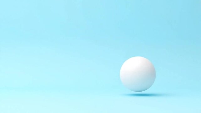A raw white chicken egg is an isolated 3d sphere object cast in shadow against a blue background as a breakfast food or Easter decoration shape