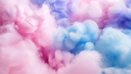 Soft pastel clouds of pink and blue create a dreamy, ethereal atmosphere, resembling cotton candy or gentle wisps of smoke.