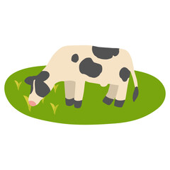 草を食べる牛のイラスト