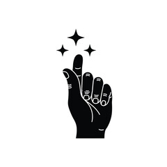 Vector illustration icon black hand gesture with sparkles on making a cool sign