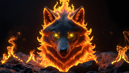 Inferno Wolf with Burning Eyes 
