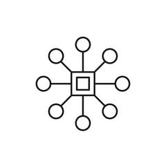 Vector illustration icon a black line art icon of a network or connection symbol with multiple nodes on a for use in digital or print media
