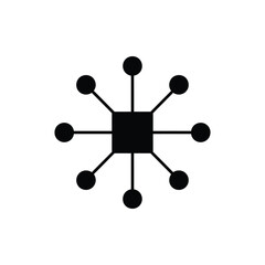Vector illustration icon a black and white illustration of a network node or connection symbol isolated on with lines and dots