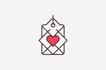 gift tag with heart symbol icon