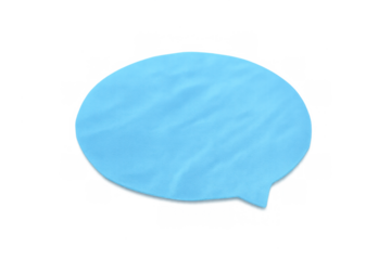 Blue crumpled paper speech bubble creating communication, chat, dialogue, and message concepts on transparent background