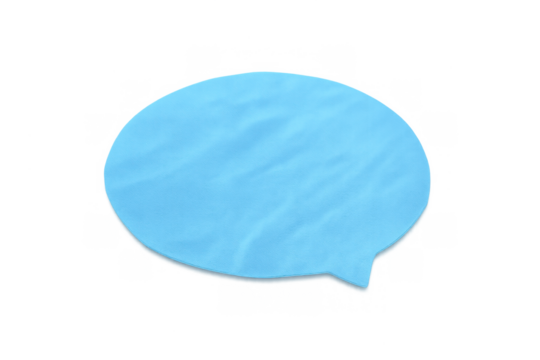 Blue crumpled paper speech bubble creating communication, chat, dialogue, and message concepts on transparent background - Powered by Adobe