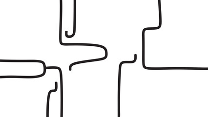 Simple black lines forming a maze or puzzle on white