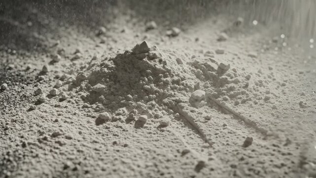 Powder falling on perforated metal surface
