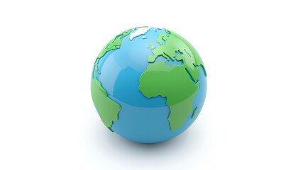 Fototapeta premium Stylized 3D rendering of Earth globe isolated on white background