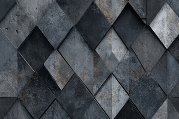 Abstract geometric pattern of rough textured dark grey and black squares