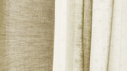 Soft and airy curtains with a textured appearance, diffusing light gracefully, adding a touch of...