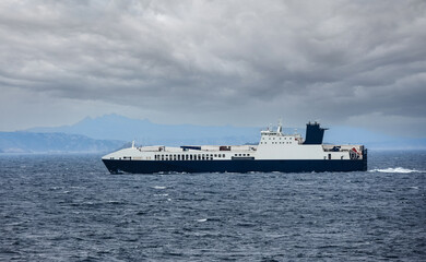 cargo or ferry transporting trucks between Corsica and the mainland