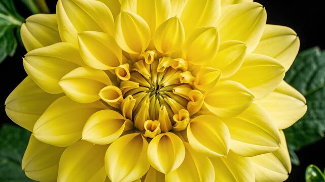A delicate yellow flower grows slowly in a small pot with lush green leaves, symbolizing time, patience, and incremental progress, ideal for backgrounds or promotional materials showcasing.