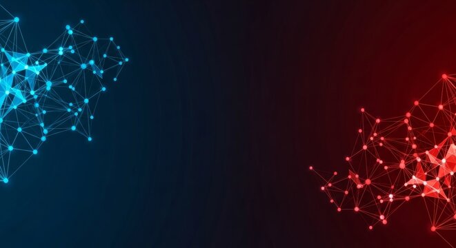 Abstract digital network background with blue and red connections - Powered by Adobe