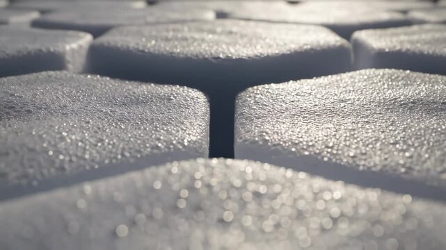 Closeup of textured ice blocks