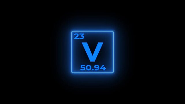 23 Number vanadium (V) symbol school chemistry lesson animation element of the periodic table on white background.4k video.