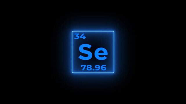 34 Number Selenium (34) symbol school chemistry lesson animation element of the periodic table on white background.4k video.