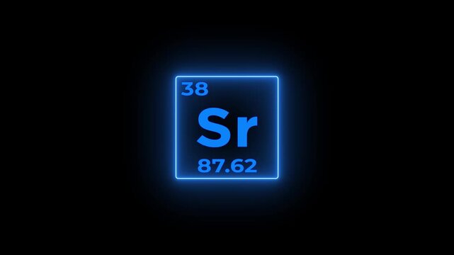 38 Number Strontium (Sr) symbol school chemistry lesson animation element of the periodic table on white background.4k video.