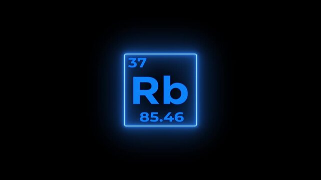 37 Number Rubidium (Rb) symbol school chemistry lesson animation element of the periodic table on white background.4k video.