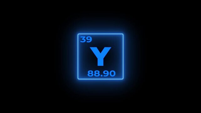 39 Number Yttrium (Y) symbol school chemistry lesson animation element of the periodic table on white background.4k video.