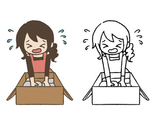 荷造りに焦る女性