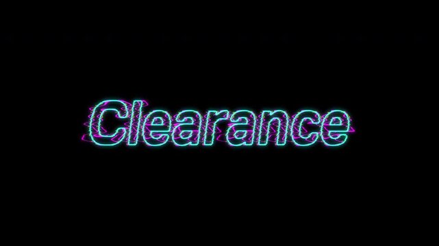 Cyberpunk Clearance Sale Glitch Message Overlay. Animated Electric Signal Interference for Fashion Store Ads