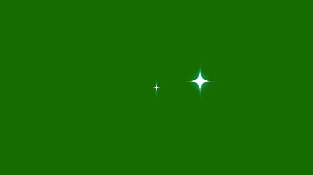 sparkle stars animation, looping animation twinkling stars shining in the night sky, particle magic tail sparkling glitter star dust trail loop animation on green screen background