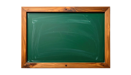 Close-up of a framed chalkboard, showcasing a clean surface with some visible chalk marks, perfect for education or creative uses
