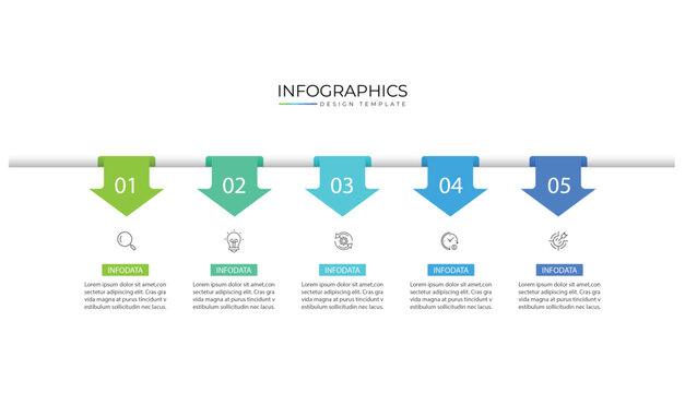 Infographic template. 5 Step timeline journey, Flat simple infographics design template. presentation graph. Business concept with numbers 5 options or steps vector illustration.