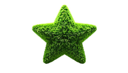A vibrant, detailed star shape, meticulously crafted from green, textured foliage, stands out against a stark black backdrop