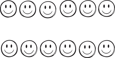Row of Smiley Face Icons Keywords: smiley face, emoticon, icon, symbol, happy, cheerful, emotion