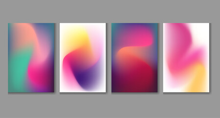 Fototapeta premium Collection of four vibrant holographic gradient abstract background designs perfect for modern mobile wallpaper
