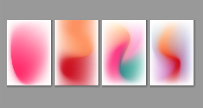 Collection of modern abstract liquid gradient shapes. Vibrant colorful fluid blobs with pink, purple, and orange transitions isolated on white for web UI design and creative brand identity.