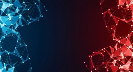 Abstract blue red digital network technology background